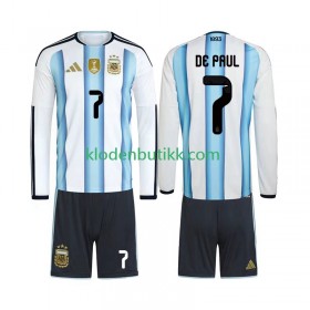 Argentina Rodrigo De Paul 7 World Cup Barn Hjemme Fotballdrakt 2026 Langermet